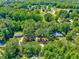 An elevated aerial view reveals the house amidst lush, mature trees at 9220 Old Cascade Dr, Garner, NC 27529