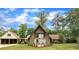 Charming home featuring a stone facade, wooden accents, and a lush green lawn at 1003 W Divine St, Dunn, NC 28334