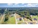 Aerial view showcasing the house, spacious lot, fenced yard, and swimming pool in a lush, green neighborhood at 1302 Reading Ct, Burlington, NC 27217
