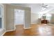 Spacious main bedroom features hardwood floors, walk-in closet, ensuite bath and vaulted ceiling at 1416 Dunbar Ct, Cary, NC 27511