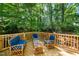 Wood deck with outdoor furniture overlooking the back yard at 203 Needle Park Dr, Cary, NC 27513