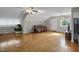 Living room with hardwood floors with comfortable seating and lots of light at 312 Green St, Sanford, NC 27330
