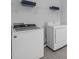 Laundry room with new washer and dryer, and shelves for storage at 386 The Parks Dr, Pittsboro, NC 27312