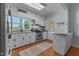Charming kitchen with white cabinets, stainless steel appliances, granite countertops and an island at 404 W E St, Erwin, NC 28339