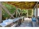 Patio area under the deck featuring a bench and garden at 4725 Parr Vista Ct, Raleigh, NC 27612