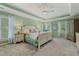 Primary bedroom boasts a trey ceiling, neutral carpet, and a wall of sun-filled windows at 6 Gasper Ct, Durham, NC 27713