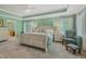 Spacious primary bedroom with seating area, neutral carpet, and trey ceiling at 6 Gasper Ct, Durham, NC 27713
