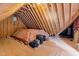 Unfinished attic space is insulated with open rafters at 74002 Harvey, Chapel Hill, NC 27517