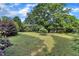 Backyard shows mature landscaping, healthy green grass and well maintained bushes at 8113 Huskfield Ct, Apex, NC 27539