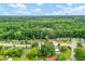 Aerial view highlighting a vibrant, green neighborhood with diverse rooftops under a partly cloudy sky at 1007 Ancroft Ave, Durham, NC 27713