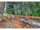 Inviting wooden back deck with outdoor seating, ideal for relaxation and entertainment at 1007 Ancroft Ave, Durham, NC 27713