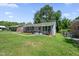 Quaint one-story house featuring a gray brick facade, red shutters, and a well-manicured lawn at 1007 Ancroft Ave, Durham, NC 27713
