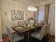 Dining room featuring hardwood floors and an elegant table with seating for six under chandelier lighting at 1030 Thoughtful Spot Ln, Durham, NC 27703