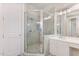 Bathroom features a glass enclosed shower with a modern vanity at 1093 N Lakeside Dr, Smithfield, NC 27577