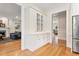Living room with a decorative built-in cabinet with glass doors at 1093 N Lakeside Dr, Smithfield, NC 27577