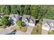 Aerial view of a two-story home with a well-manicured lawn in a suburban neighborhood at 1148 Dexter Ridge Dr, Holly Springs, NC 27540