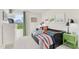 A room with playful art, a dark bed frame, and a bright green side table, great light from the window at 1167 Abbott St, Mebane, NC 27302
