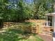Wood fenced backyard with lush greenery at 120 Harmony Hill Ln, Cary, NC 27513