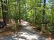 Long, private driveway winding through lush trees, creating a serene approach to the property at 120 Harmony Hill Ln, Cary, NC 27513