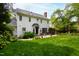 Manicured backyard featuring a stone patio and lush green lawn at 1904 Victoria Rd, Raleigh, NC 27608