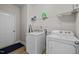 Laundry Room features a full size washer and dryer and storage shelves at 325 Avery Glenn Way, Fuquay Varina, NC 27526