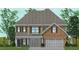 Rendering of a traditional two-story home design featuring a brick facade and a two-car garage at 40 Accord Dr, Youngsville, NC 27596