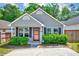 Charming one-story home with well-maintained landscaping and an inviting red front door at 4114 Sudbury Rd, Durham, NC 27704