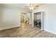 Spacious room with gray flooring, modern washer and dryer, and staircase at 500 Cokey Rd, Rocky Mount, NC 27801
