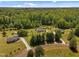 Expansive aerial view of a neighborhood featuring lush greenery, mature trees, and well-maintained homes at 5013 W Pool Rd, Rougemont, NC 27572