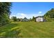 Expansive backyard featuring a well-maintained lawn and shed at 5013 W Pool Rd, Rougemont, NC 27572