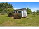 Charming shed with ramp and double doors nestled in a green lawn at 5013 W Pool Rd, Rougemont, NC 27572