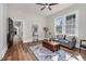 Comfortable living room showcasing ample natural light and hardwood floors at 5299 Momeyer Way, Nashville, NC 27856
