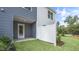 Private backyard space with a patio and newly installed grass at 8544 Beckett Chase Way, Raleigh, NC 27616