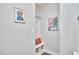 Stylish hallway with a built-in bench, decorative art, and ample storage, creating a welcoming and organized space at 120 Chapel Run Way, Chapel Hill, NC 27517