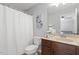 Clean bathroom with shower, tub, and a vanity with drawers for storage at 223 Morgan Brook Way, Rolesville, NC 27571