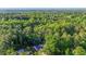 Lush treeline with a house nestled within, featuring a pool and backyard at 2511 Bexley Ave, Durham, NC 27707