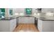 Contemporary kitchen featuring sleek cabinetry, dark countertops, stainless steel appliances, and hardwood floors at 2511 Bexley Ave, Durham, NC 27707