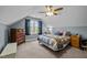 Comfortable bedroom with vaulted ceilings featuring a ceiling fan and a nice view at 281 Derwin Dr, Timberlake, NC 27583