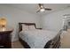 Bedroom with ceiling fan and full sized bed at 302 Kinney Glenn Ct, Durham, NC 27713