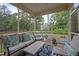 Relaxing screened porch with comfortable seating overlooking backyard and pool area at 302 Kinney Glenn Ct, Durham, NC 27713