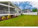 View of the home's exterior showing the screened-in porch and fenced backyard with lush lawn at 328 Boone St, Chapel Hill, NC 27516