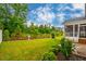 Lush backyard with mature trees and manicured landscaping, offering a serene and private outdoor retreat at 328 Boone St, Chapel Hill, NC 27516