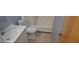 Clean bathroom featuring a toilet, sink, and shower at 3612 Satellite Ct, Raleigh, NC 27604