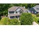 Beautiful home with a welcoming front porch, gray siding, stone accents, and a lush green lawn at 4608 Regency Dr, Durham, NC 27713