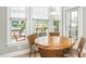 Inviting breakfast nook with a view of the backyard pool area and outdoor seating at 506 Wildwood Ln, Graham, NC 27253