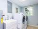 Functional laundry room includes a sink, washing machine, dryer, and window for natural light at 525 Turtle Creek Farm Rd, Apex, NC 27523