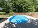 Backyard pool and patio area with a privacy fence at 525 Turtle Creek Farm Rd, Apex, NC 27523