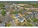 Aerial view of the neighborhood highlighting the home's location, pool, and landscaping at 6502 New Market Way, Raleigh, NC 27615