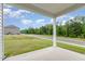 Back porch featuring large green yard, road, and blue sky at 680 Winesap Dr, Graham, NC 27253