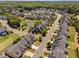 Stunning aerial view of a neighborhood with a pond and lush green trees at 7700 Stonehenge Farm Ln, Raleigh, NC 27613